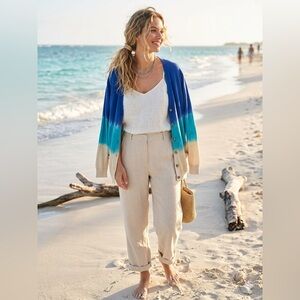 SIZE XL LOGO® by Lori Goldstein NEW Dip Dye Ombre Cotton Cardigan Sweater